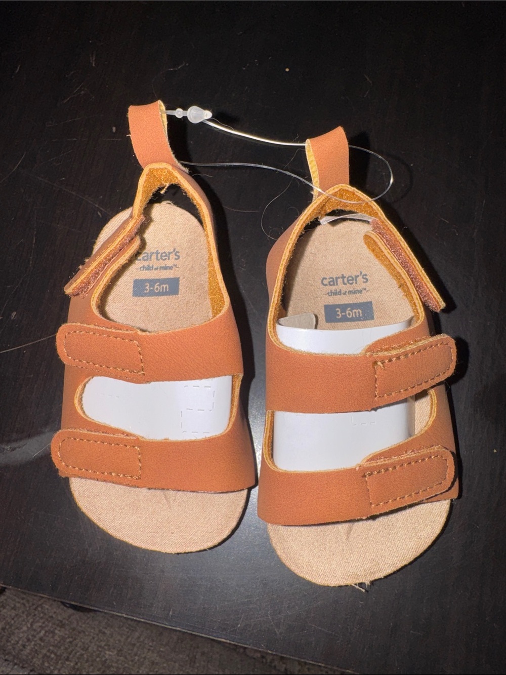 Carter's Tan/Brown Baby Adjustable Hook-and-Loop Sandals